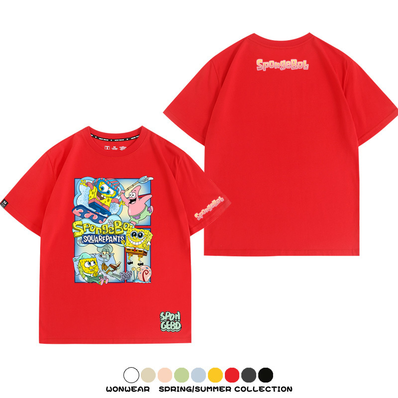海綿寶寶 卡通潮牌周邊情侶寬鬆短袖t-shirt