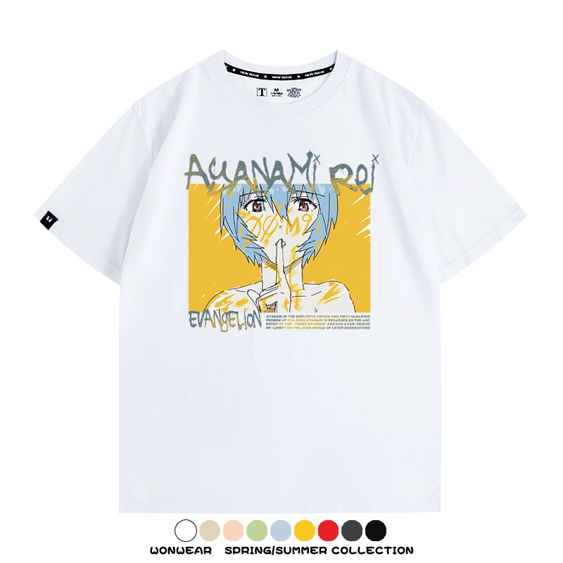 新世紀福音戰士EVA綾波麗明日香褚熏日系潮牌動漫青少年夏純棉T恤
