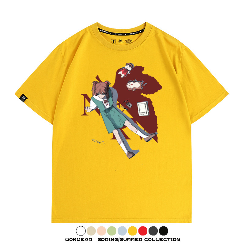 EVA新世紀福音戰士動漫明日香潮牌聯名短袖純棉T恤夏季情侶寬鬆上衣