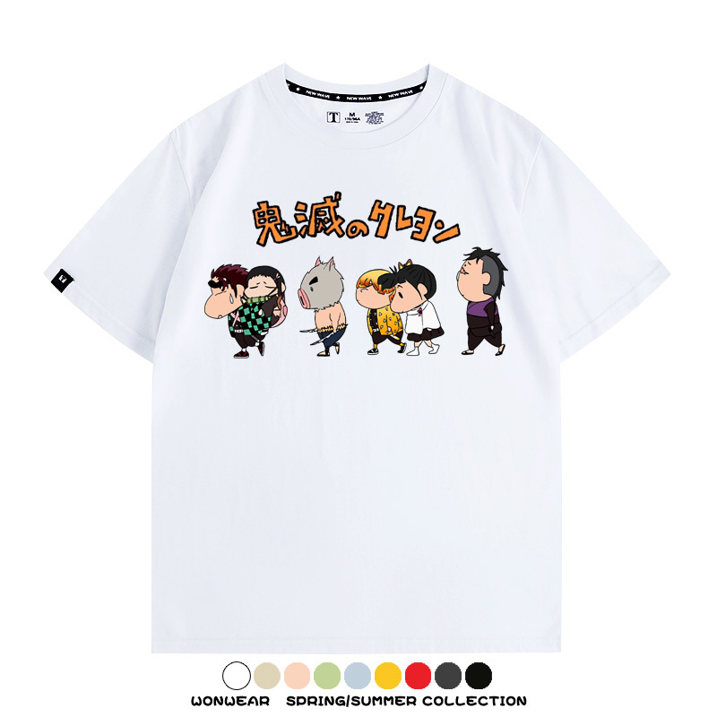 鬼滅之刃蠟筆小新聯名動漫周邊短袖T恤