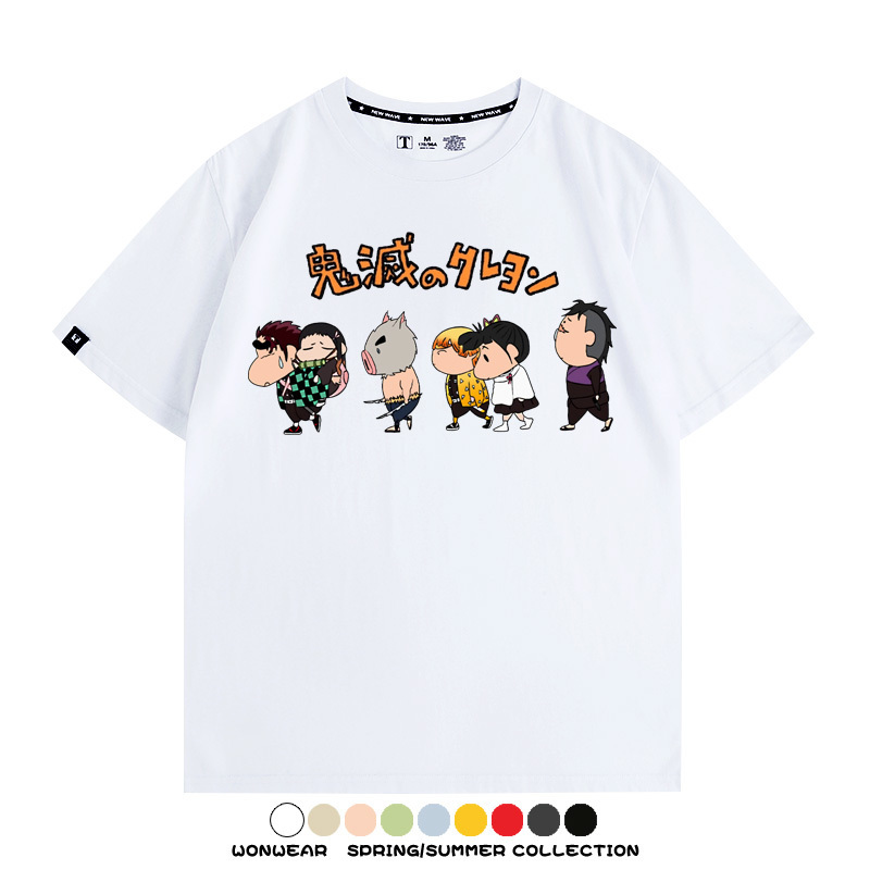 鬼滅之刃蠟筆小新聯名動漫周邊短袖T恤