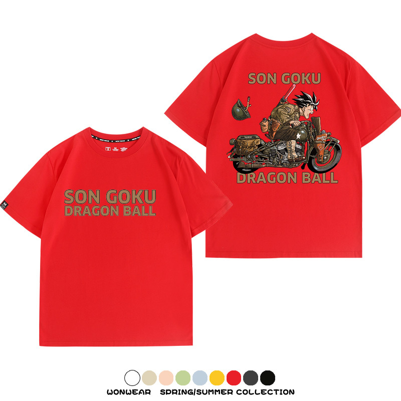七龍珠日系動漫聯動機車鈴木悟空潮牌周邊短袖純棉寬鬆夏季男T恤