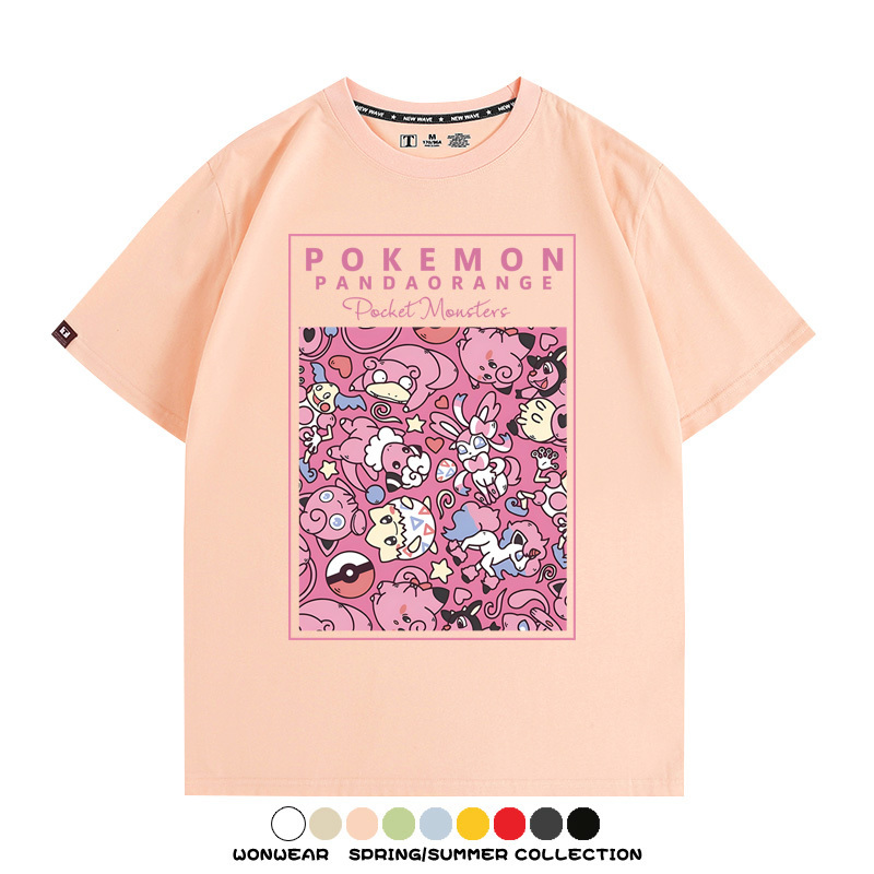 寶可夢遊戲任天堂T恤周邊胖丁呆呆獸潮流學生純棉短袖夏季男百搭