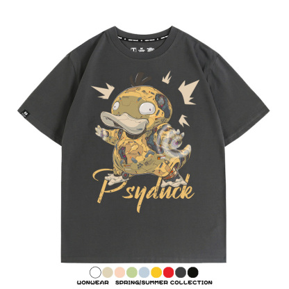 機械可達鴨精靈寶可夢 親子情侶裝寬鬆短袖T