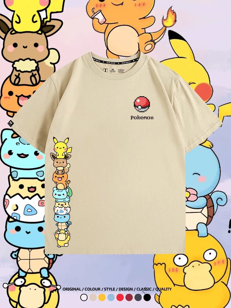 精靈寶可夢像素可愛 親子情侶裝寬鬆短袖T