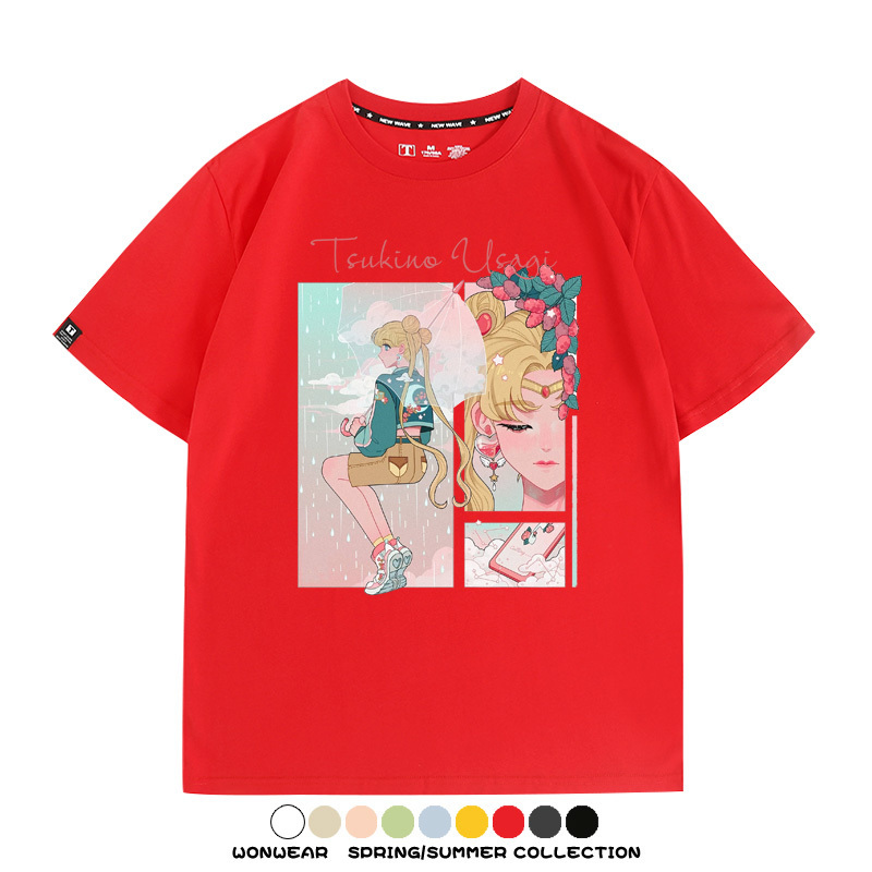 美少女戰士聯名t恤日系卡通動漫月野兔周邊純棉短袖夏季寬鬆百搭