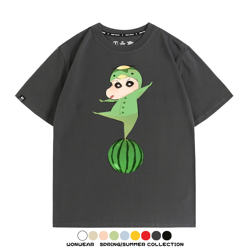 蠟筆小新河童聯名網紅表情包短袖上衣服情侶裝動漫周邊t恤衫半袖