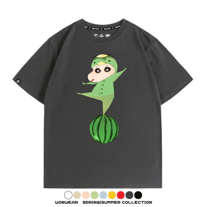 蠟筆小新河童聯名網紅表情包短袖上衣服情侶裝動漫周邊t恤衫半袖