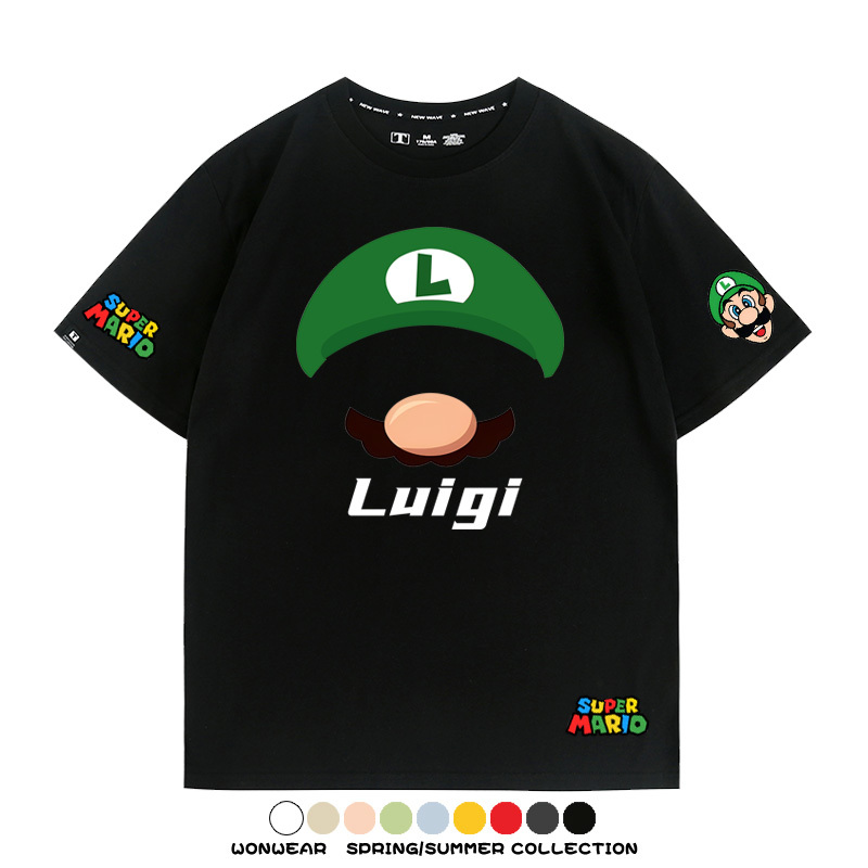 瑪利歐超級瑪麗路易吉兄弟帽子任天堂T恤周邊短袖夏季男潮流寬鬆
