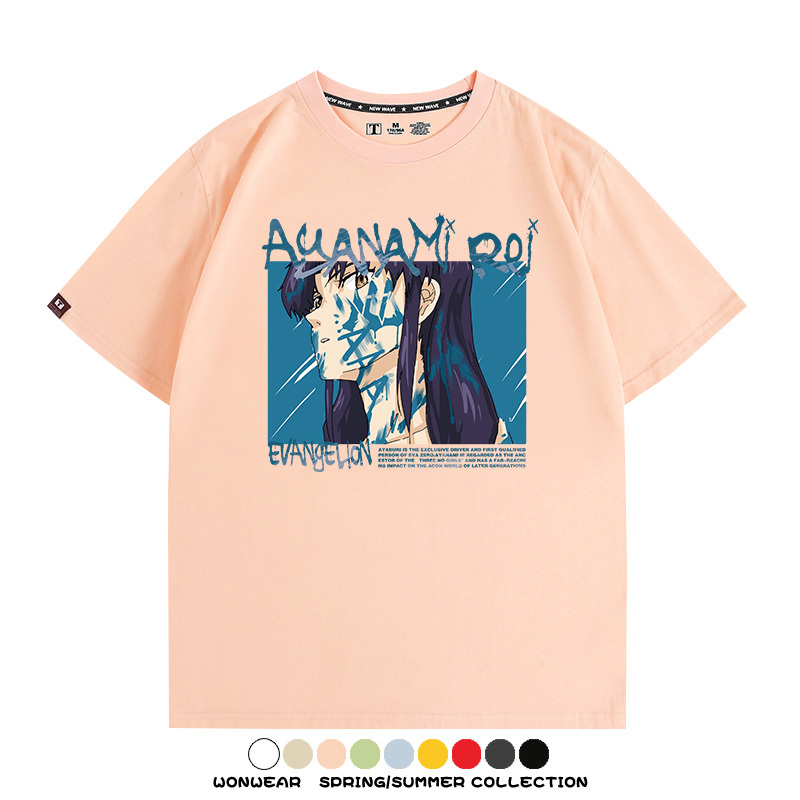 新世紀福音戰士EVA綾波麗明日香褚熏日系潮牌動漫青少年夏純棉T恤