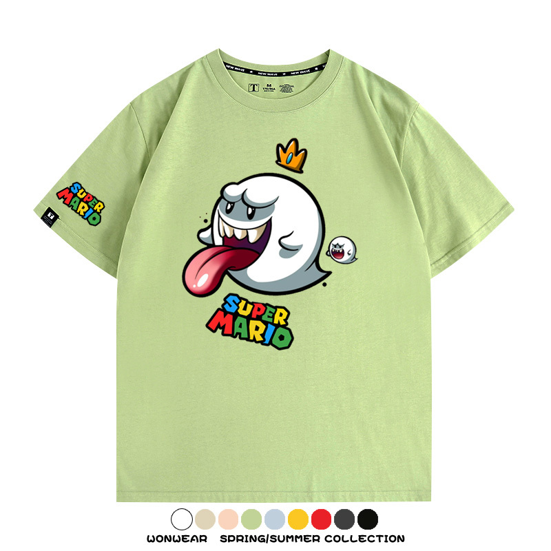 瑪利歐兄弟任天堂周邊短袖游戲卡通蘑菇青少年男寬鬆夏季純棉T恤