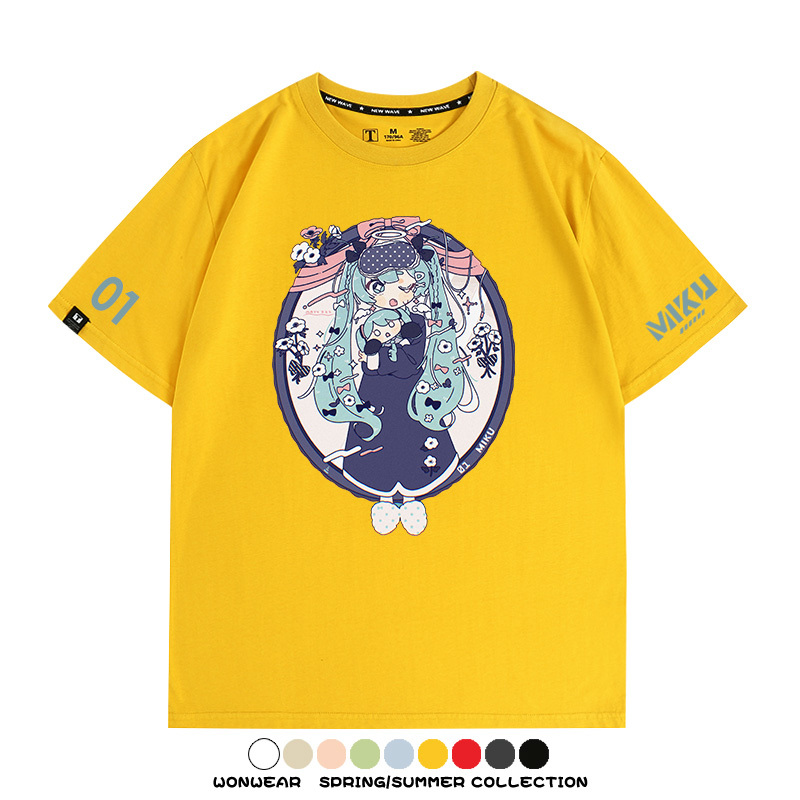 初音未來MIKU 周邊情侶百搭短袖t-shirt