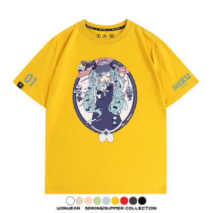 初音未來MIKU 周邊情侶百搭短袖t-shirt