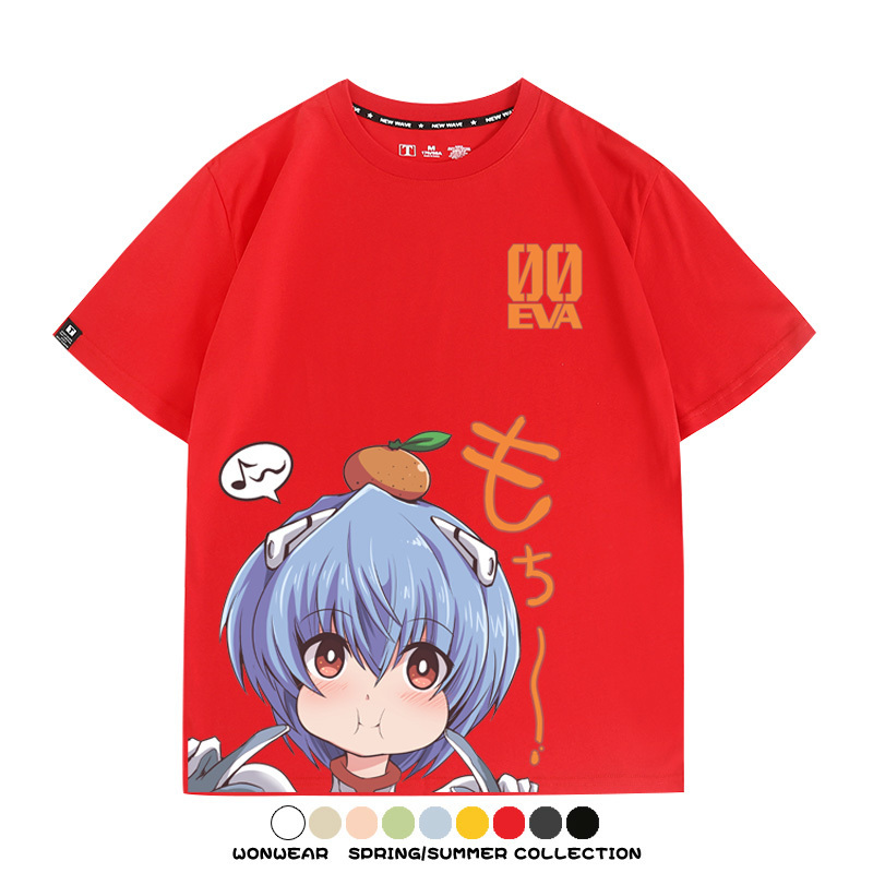 綾波麗Q版短袖上衣服EVA福音戰士動漫周邊純棉半袖卡通情侶t恤衫