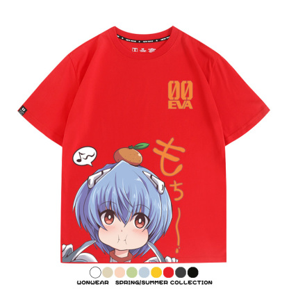 綾波麗Q版短袖上衣服EVA福音戰士動漫周邊純棉半袖卡通情侶t恤衫