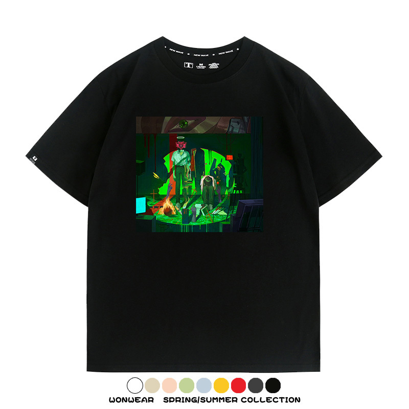 新世紀福音戰士EVA藝術插畫潮牌印花T恤夏季男潮純棉短袖寬鬆上衣