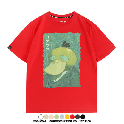 寶可夢可達鴨世界名畫聯名 親子情侶裝寬鬆短袖T