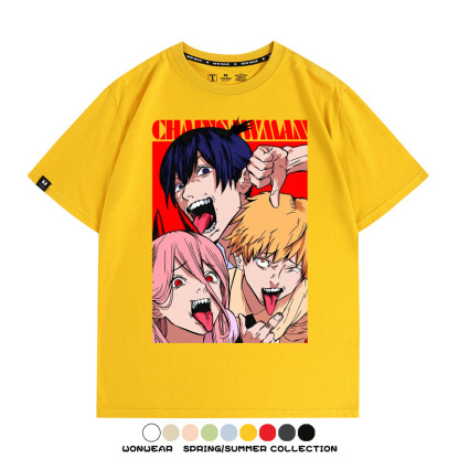 鏈鋸人電次帕瓦動漫聯名 親子情侶裝寬鬆短袖T