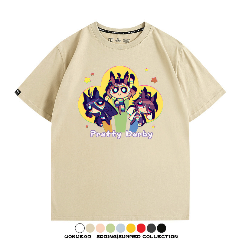 飛天小女警動漫聯動賽馬娘卡通東海帝王二次元青少年夏季純棉T恤