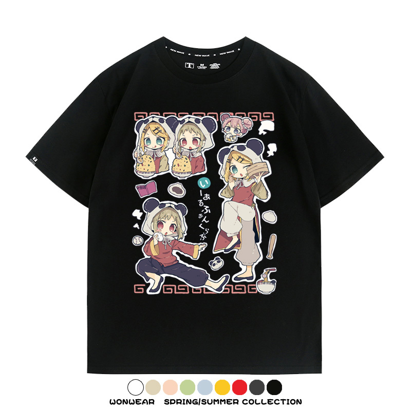 鏡音鈴初音未來Vocaloid家可愛熊貓二次元COS青少年周邊短袖夏季純棉