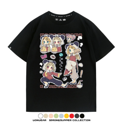 鏡音鈴初音未來Vocaloid家可愛熊貓二次元COS青少年周邊短袖夏季純棉