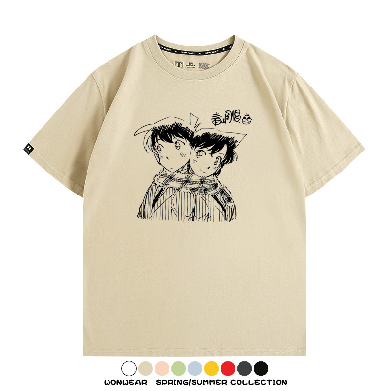名偵探柯南灰原哀小蘭潮牌情侶原畫聯動周邊短袖夏季純棉T恤寬鬆