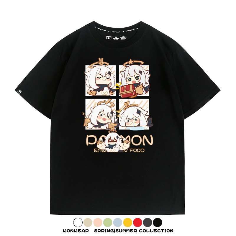 原神遊戲散兵可莉芙寧娜胡桃可愛Q版二次元周邊夏男純棉T恤衫短袖