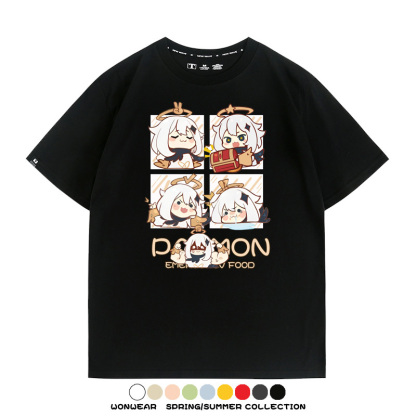 原神遊戲散兵可莉芙寧娜胡桃可愛Q版二次元周邊夏男純棉T恤衫短袖