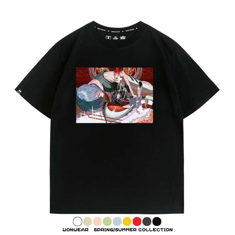 新世紀福音戰士EVA藝術插畫潮牌印花T恤夏季男潮純棉短袖寬鬆上衣