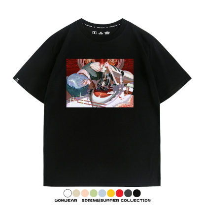 新世紀福音戰士EVA藝術插畫潮牌印花T恤夏季男潮純棉短袖寬鬆上衣