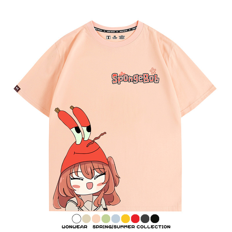 海綿寶寶x孤獨搖滾聯名 親子情侶寬鬆短袖T