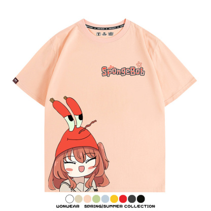 海綿寶寶x孤獨搖滾聯名 親子情侶寬鬆短袖T