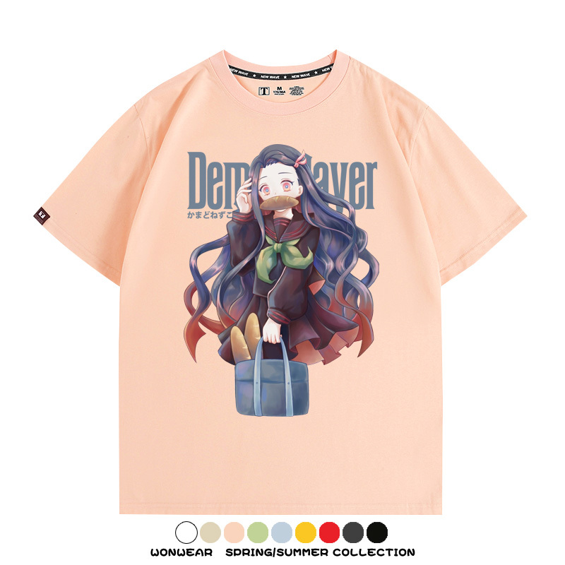 鬼滅之刃禰豆子動漫周邊聯名短袖上衣服卡通純棉t恤衫男夏季半袖