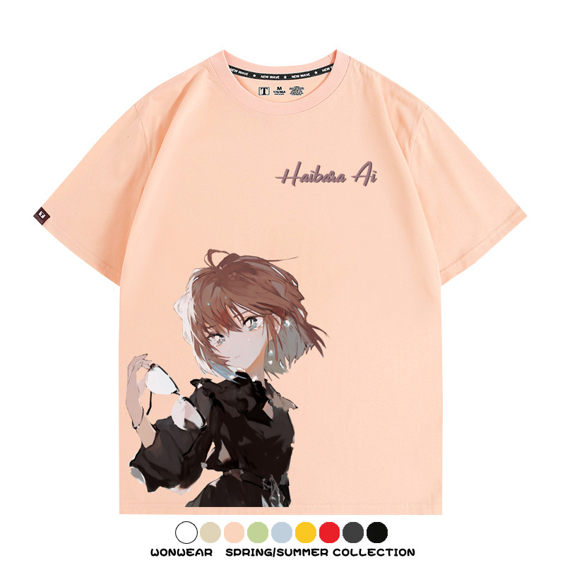 名偵探柯南灰原哀小蘭潮牌情侶原畫聯動周邊短袖夏季純棉T恤寬鬆