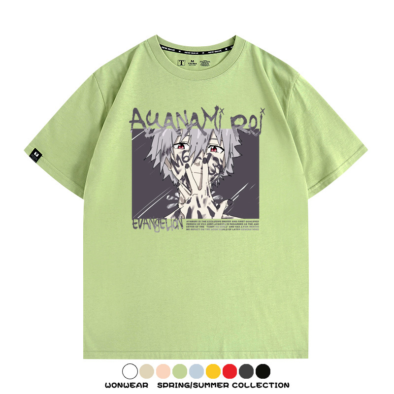 新世紀福音戰士EVA綾波麗明日香褚熏日系潮牌動漫青少年夏純棉T恤
