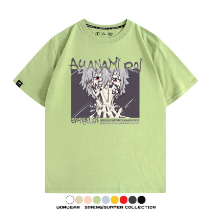 新世紀福音戰士EVA綾波麗明日香褚熏日系潮牌動漫青少年夏純棉T恤