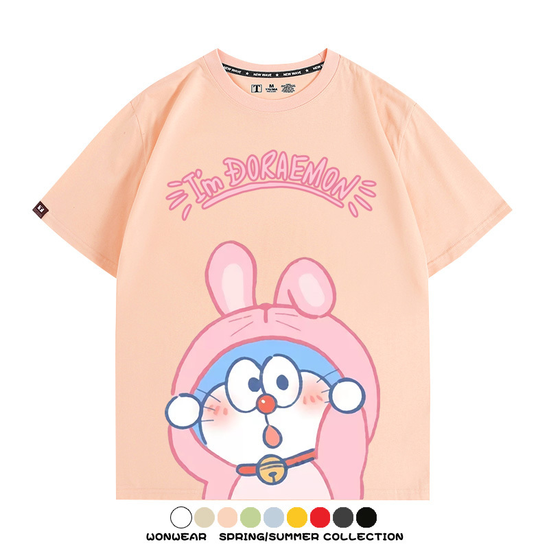 哆啦A夢小兔子聯名 親子情侶裝寬鬆短袖T