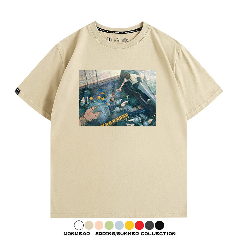 新世紀福音戰士EVA藝術插畫潮牌印花T恤夏季男潮純棉短袖寬鬆上衣