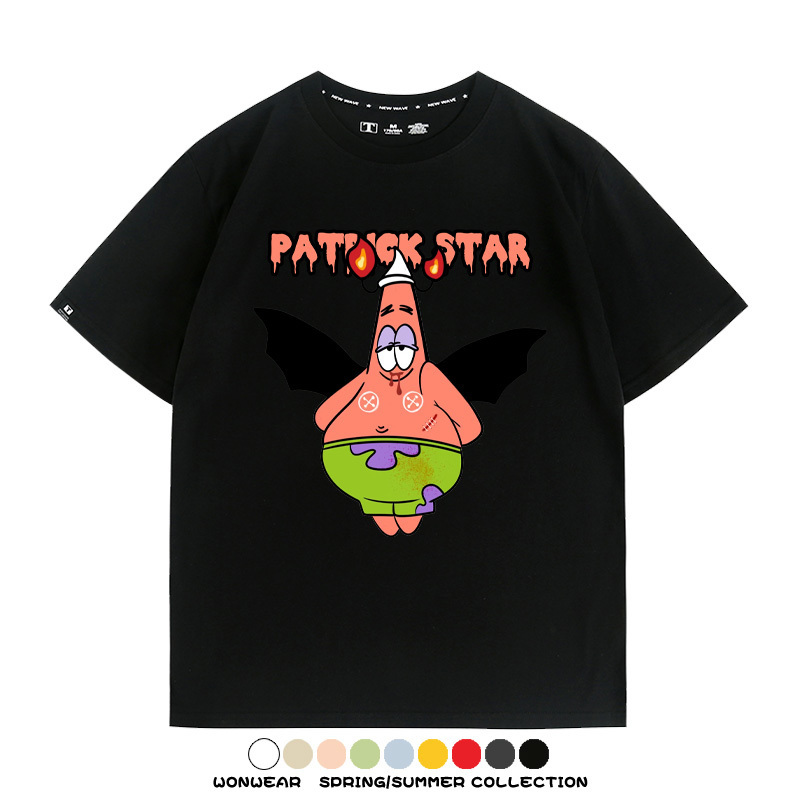 萬聖節海綿寶寶派大星聯名情侶裝t恤衫卡通動漫周邊短袖上衣服男