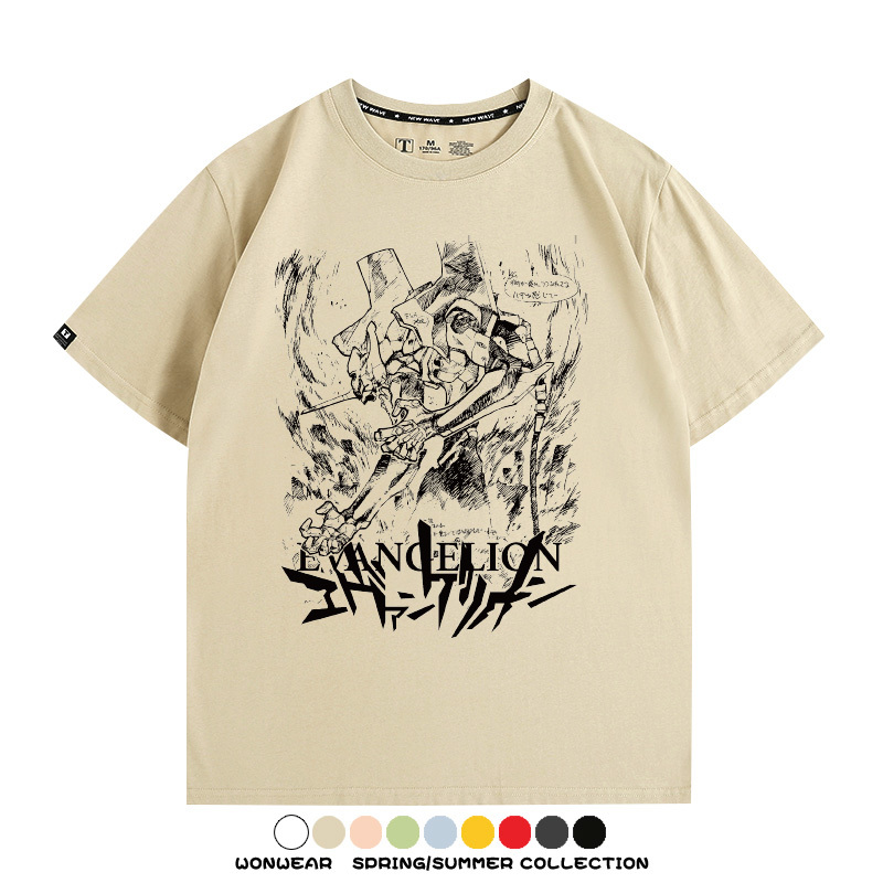 新世紀福音戰士EVA動漫周邊短袖T恤衫夏季男士純棉潮流二次元寬鬆