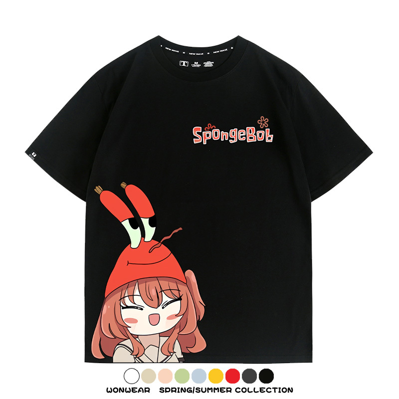 海綿寶寶x孤獨搖滾聯名 親子情侶寬鬆短袖T