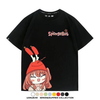 海綿寶寶x孤獨搖滾聯名 親子情侶寬鬆短袖T