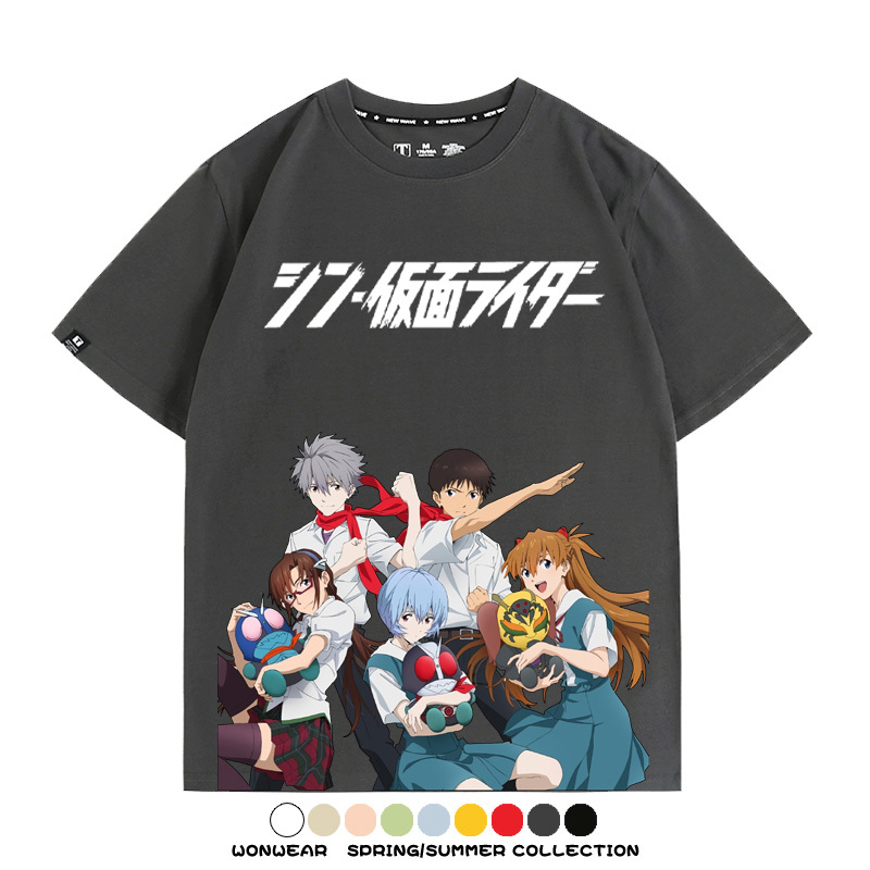 EVA福音戰士明日香綾波麗聯名 親子情侶裝寬鬆短袖T