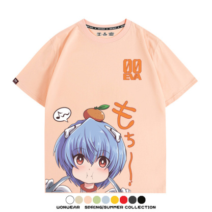 綾波麗Q版短袖上衣服EVA福音戰士動漫周邊純棉半袖卡通情侶t恤衫