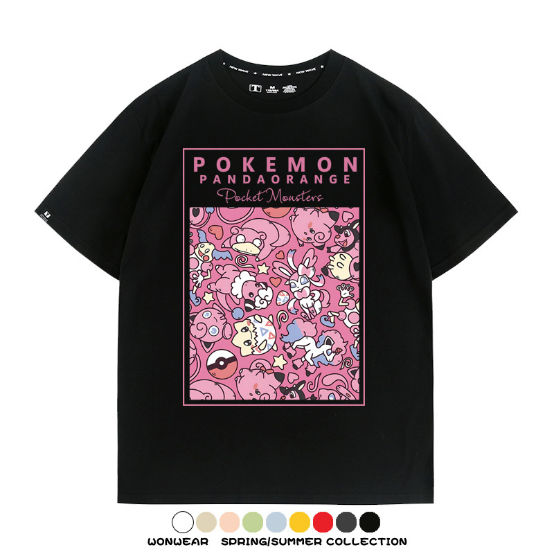 寶可夢遊戲任天堂T恤周邊胖丁呆呆獸潮流學生純棉短袖夏季男百搭