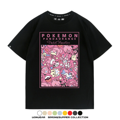 寶可夢遊戲任天堂T恤周邊胖丁呆呆獸潮流學生純棉短袖夏季男百搭