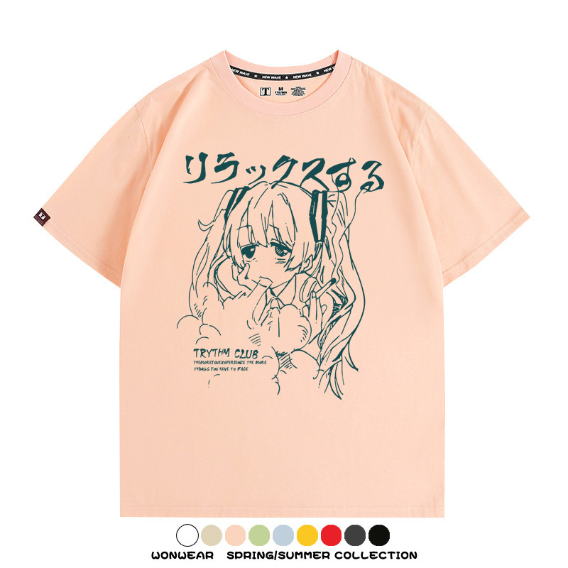 初音未來復古原宿 親子情侶裝寬鬆短袖T