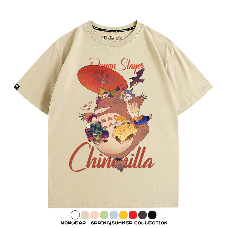 宮崎駿龍貓x鬼滅之刃動漫周邊短袖T恤