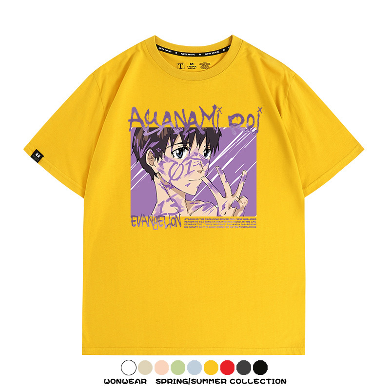 新世紀福音戰士EVA綾波麗明日香褚熏日系潮牌動漫青少年夏純棉T恤