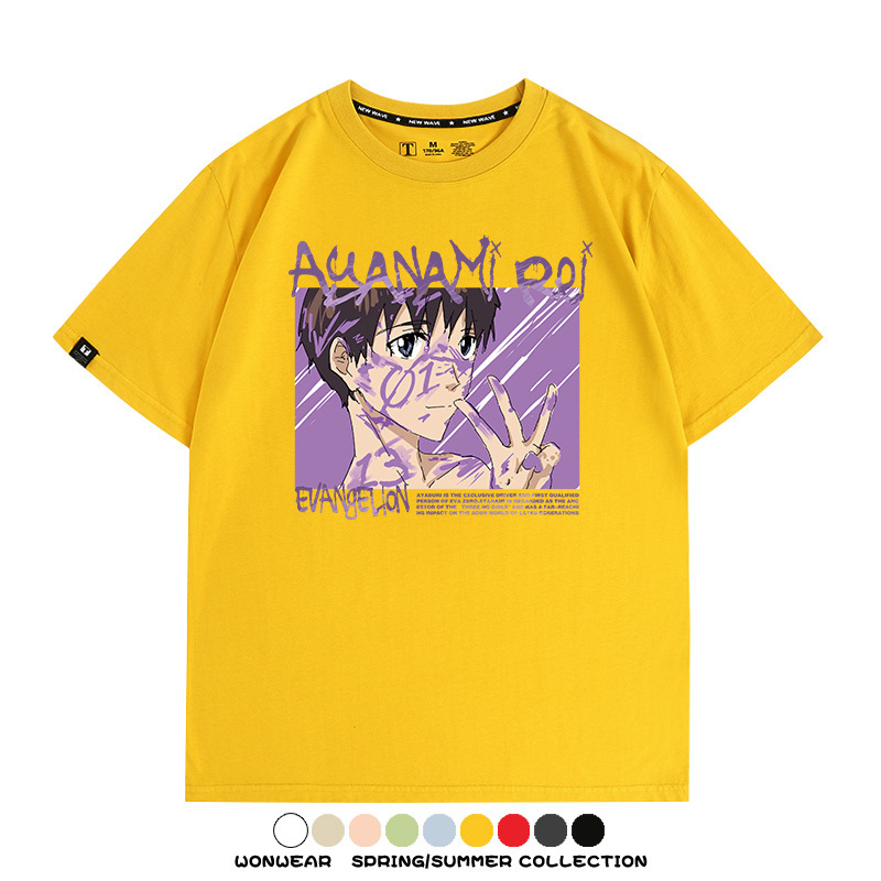 新世紀福音戰士EVA綾波麗明日香褚熏日系潮牌動漫青少年夏純棉T恤